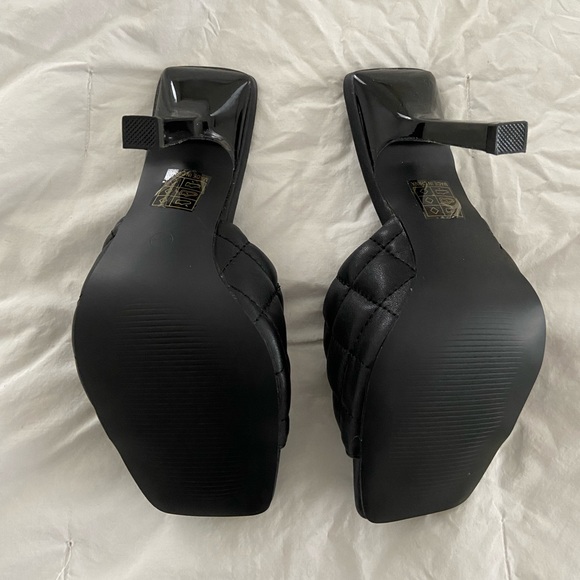 Black Quilted High Heel Mules - Picture 6 of 6